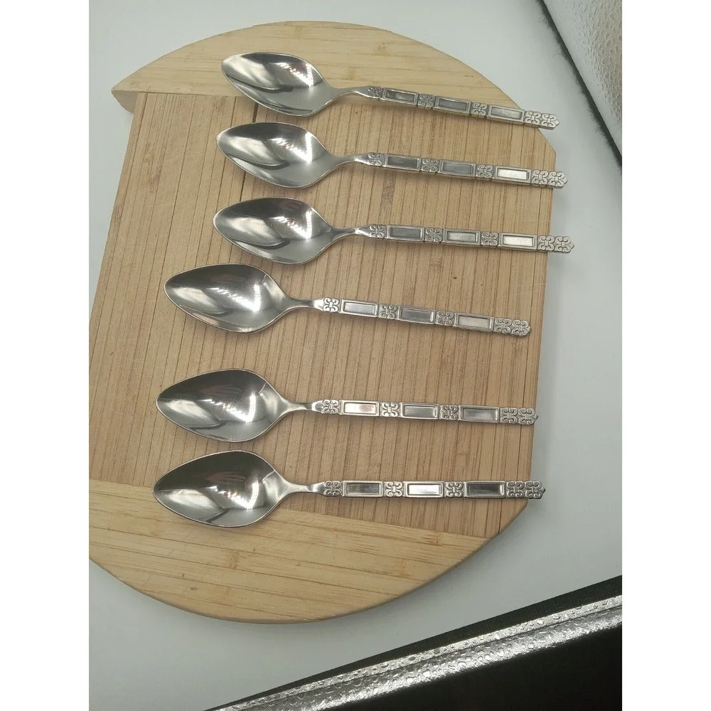 Oneida Community MADRID‎  No Black  Stainless 6 TeaSpoons   See Pictures